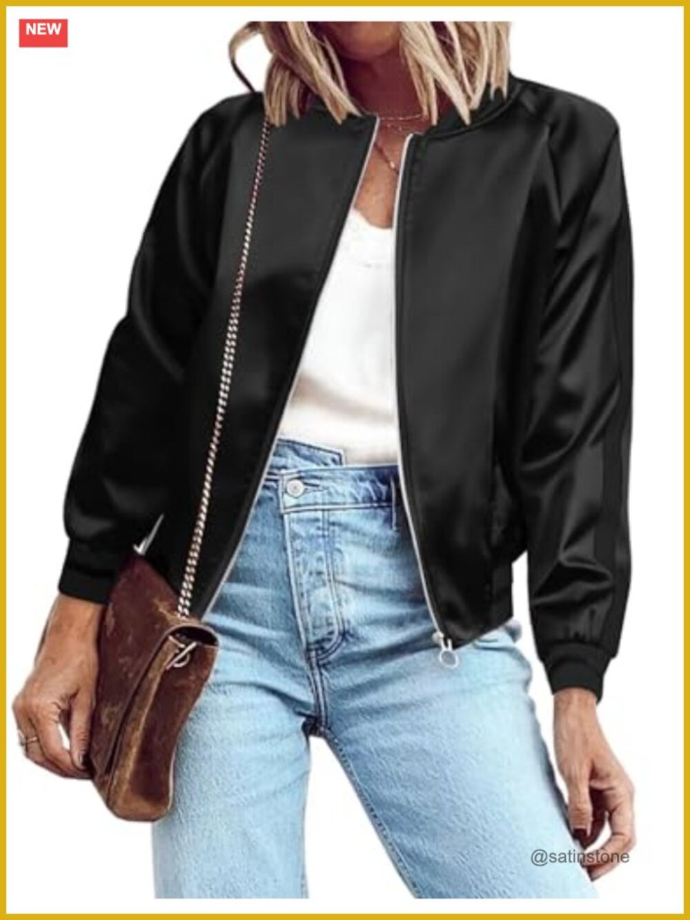 Lightweight Zip Up Bomber Jacket for Women Windbreaker with Pockets Striped